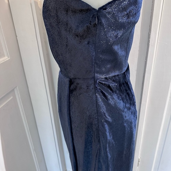 TED Baker Size 3 Navy One Shoulder Drape Midi Dress - Picture 16 of 17
